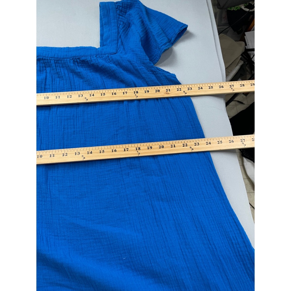 Sonoma Goods For Life Blue Cotton Gauze Tiered Midi Dress XXL Square Neck - Picture 7 of 10